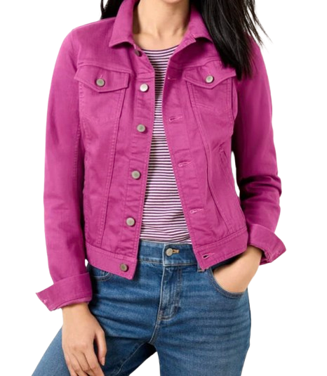 talbots classic jean jacket – pink