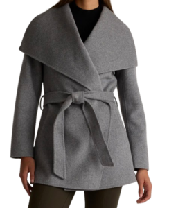 Quince Double-Faced Merino Wool Draped Collar Short Wrap Coat