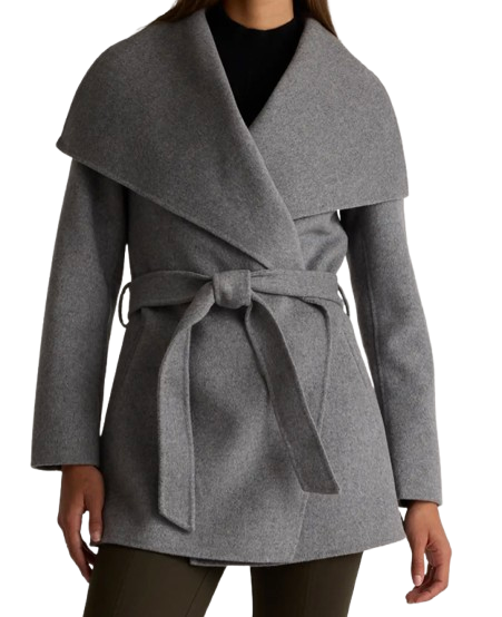 Quince Double-Faced Merino Wool Draped Collar Short Wrap Coat