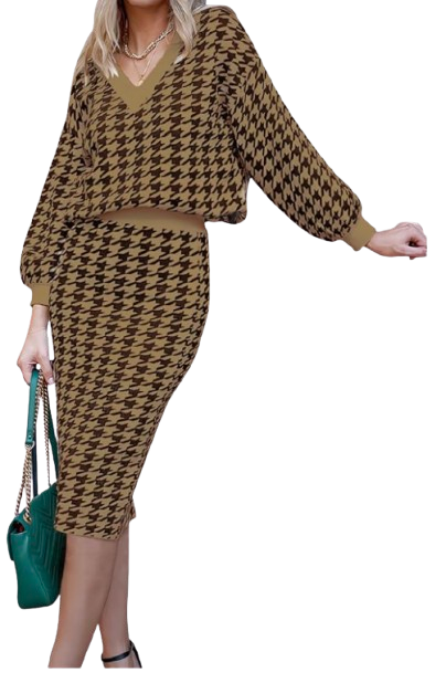 Amazon Houndstooth Skirt Set