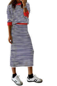 Amazon Striped red skirt set