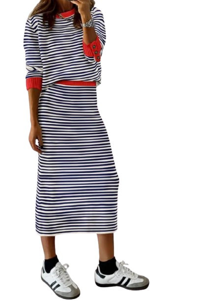 Amazon Striped red skirt set