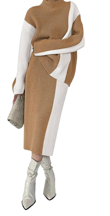 Amazon Block Sweater Skirt Set