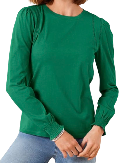 Talbots Lattice Trim Crewneck Tee