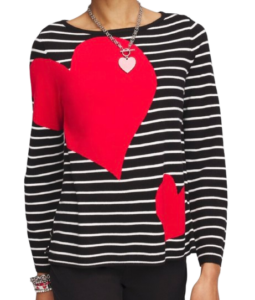 Chico’s Valentine’s Day Striped Pullover