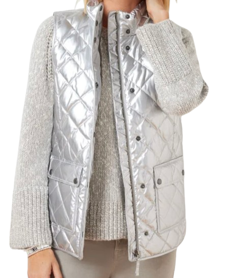 Talbots Quilted Down Puffer Vest Metallic