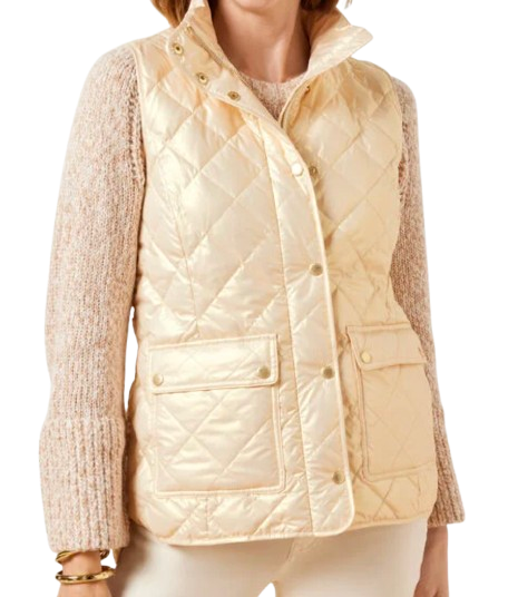 Talbots Quilted Down Puffer Vest Pearlized