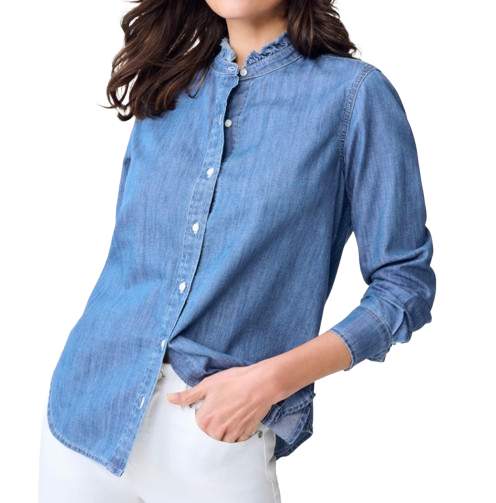 J.McLaughlin Ruffled Denim Shirt