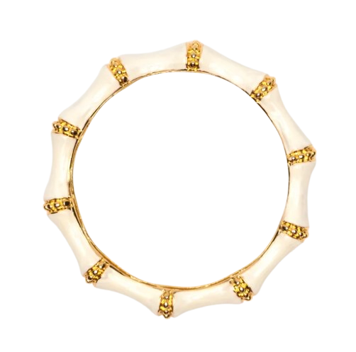 Frances Valentine Enamel Bamboo Bangle Bracelet – White