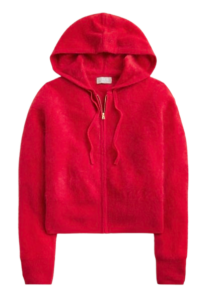 J.Crew Brushed Cashmere Zip-Up Sweater – Red