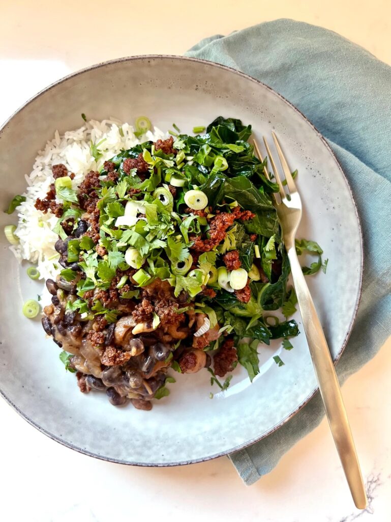 Chicken and Black Bean Stew with Chorizo and Collards