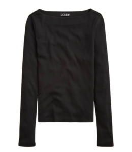 J.Crew Ribbed Boatneck Tee – Black