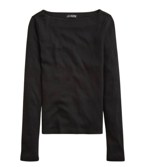 J.Crew Ribbed Boatneck Tee – Black