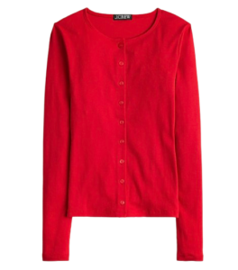 J.Crew Fine Rib Red Cardigan