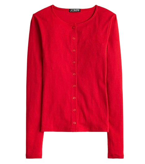 J.Crew Fine Rib Red Cardigan