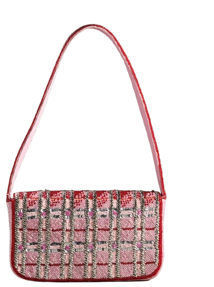 Anthropologie Fiona Beaded Bag red