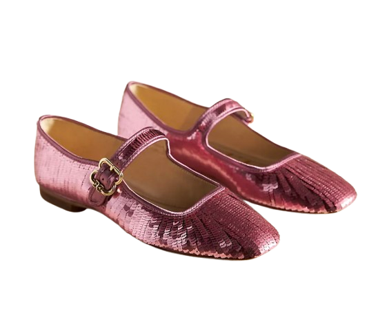 Anthro Pink Sequin Flats