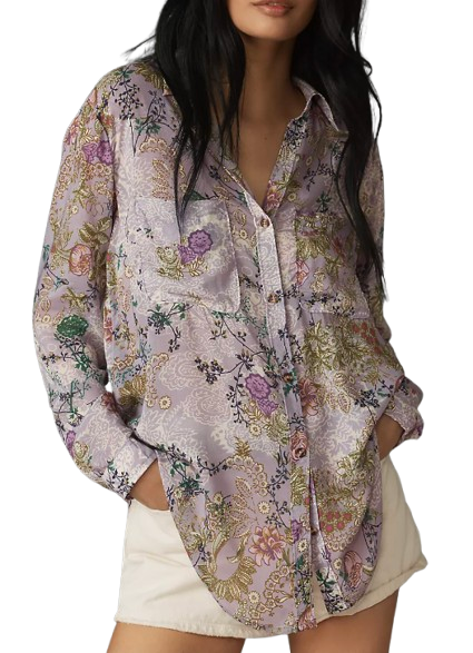 Anthropologie Floral Lavendar Blouse