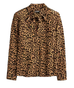 J.Crew Leopard Tie-Neck Button-Up Shirt