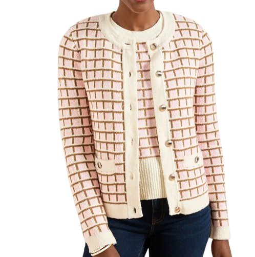 Talbots Crewneck Cardigan, Soft Pink Cafe