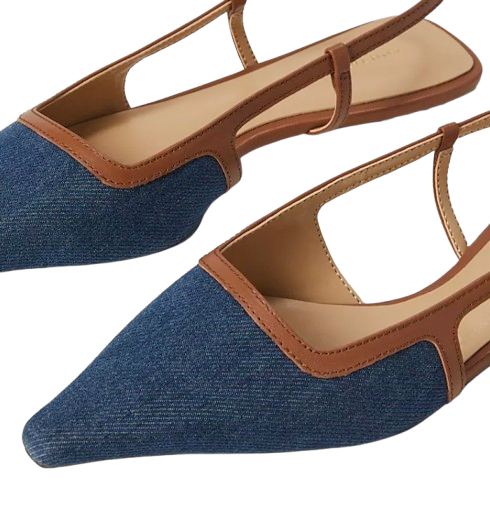 Ann Taylor Denim Pointed Toe Flats