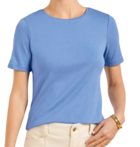 Talbots Pima Cotton Crewneck Tee- Blue