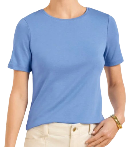 Talbots Pima Cotton Crewneck Tee- Blue