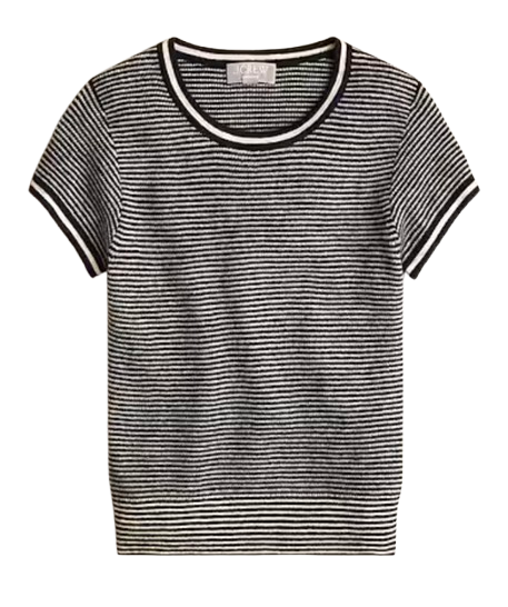 J.Crew Ribbed Featherweight Cashmere Tee in Stripe